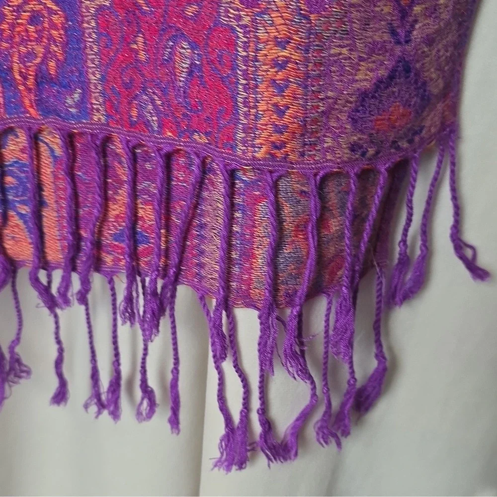 Gift From Jerusalem 100% Cashmere Purple Paisley Scarf/shawl with Fringe